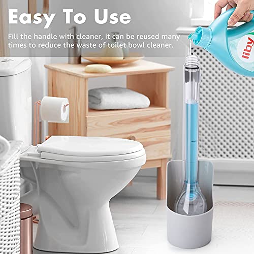 Toilet Brush with Holder Set,Toilet Bowl Cleaner Brush with Soap Dispenser,Under Rim Lip Brush and Storage Caddy for Bathroom