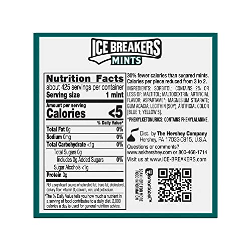 ICE BREAKERS Wintergreen Sugar Free Breath Mints, Made with Xylitol, 1.