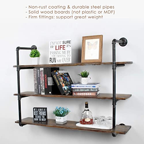 GWH (3 Tier 48in) Industrial Pipe Shelving, Industrial Floating