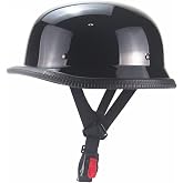 German Style Motorcycle Helmet,Adult Half Helmet Open Face DOT Approved, Motorcycle Cruiser Scooter Cool Helmet