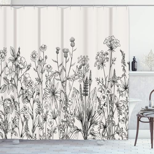 Emvency Shower Curtain for Bathroom Decor 72 x 78 Inch, Floral Wildflowers at Amazon