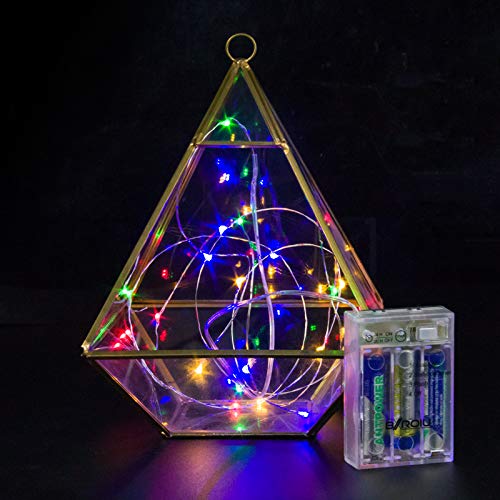 BXROIU 2 x Fairy String Lights with Timer Battery Operated Silver Wire 3 Mode Chains 16.5ft 50 LEDs Firefly String Lights for Bedroom Christmas Party Wedding Decoration (Multicolor)