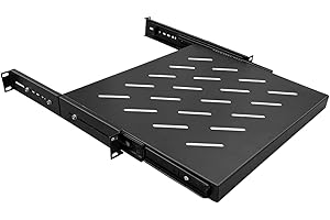 1U Sliding Rack Shelf 19" Server Rack Mount Cabinet 14"-16" Adjustable Depth 4 Post by NETECABLE