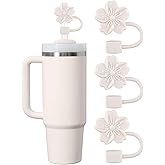 Clakioom Straw Cover Cap for Stanley Cup, 3Pcs Flower Silicone Straw Toppers Accessories Compatible with Stanley Cup 30&40 Oz