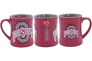 RFSJ Ohio State Buckeyes Ceramic Relief (3D) Coffee Mug – Official Logo, Team Colors, 16oz
