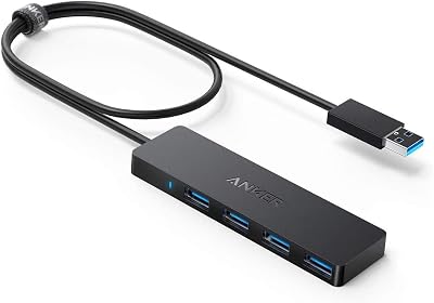 Anker 4-Port USB 3.0 Hub Ultra-Slim Data Hub 2ft Cable for Mac PC