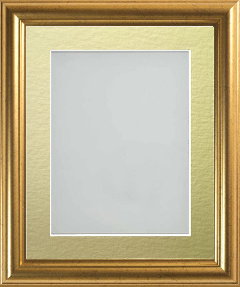 Frame Company Eldridge Gold Photo Frame with Gold Mount, 9x7 for 8x6 inch, fitted with perspex
