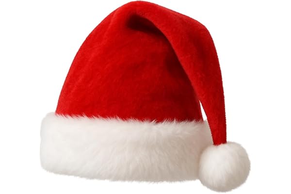Gorro de Papai Noel Tradicional Vermelho e Branco Pelúcia Macia Decoração Natalina