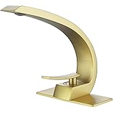 HMEGAO Bathroom Faucet Brushed Gold,Bathroom Sink Faucet for Sink 1 Hole or 3 Hole Mount Single Handle Basin Mixer with 6-inch 10-inch Deckplate