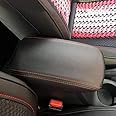 LKXHarleya Car Center Console Cover for Hyundai Creta ix25 2015 2016 2017-2019, PU Leather Car Armrest Cover Center Console Box Protector Cover(Black w/Red)