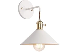 iYoee Wall Sconce Lamps Lighting Fixture with on Off Switch,White Macaron Wall lamp E26 Edison Copper lamp Holder with Frosted Paint Body Bedside lamp Bathroom Vanity Lights