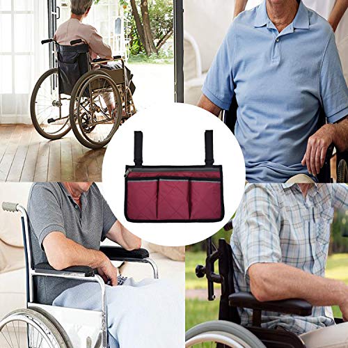 Wheelchair Side Bag with Pouches and Reflective Stripe, Wheelchair