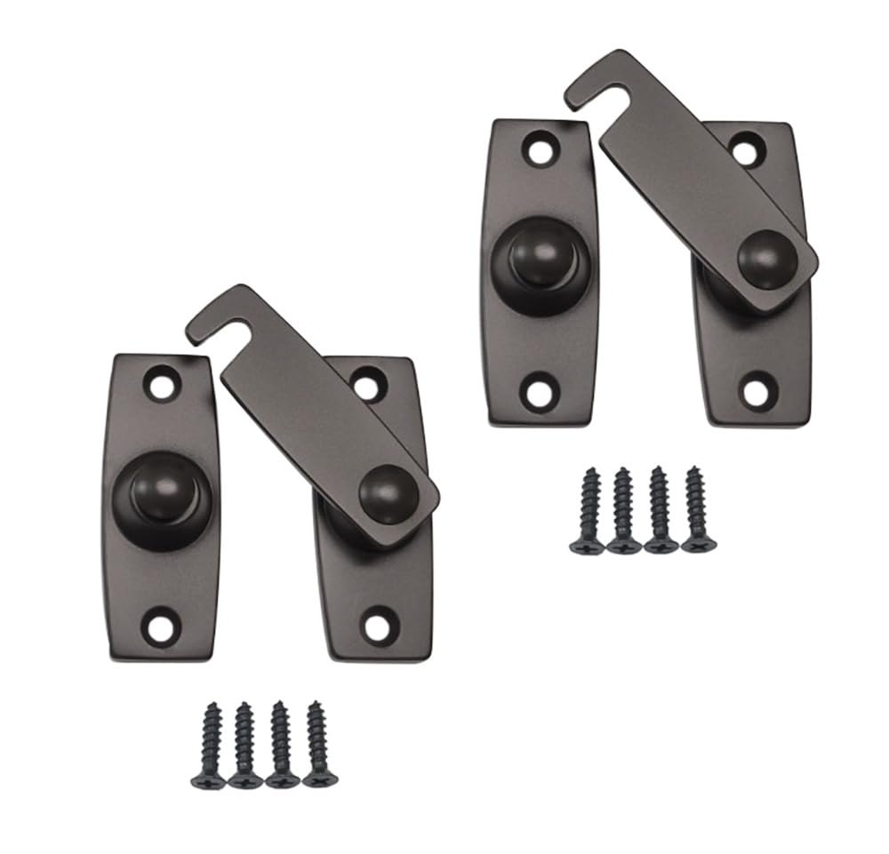 QCAA 2.5" x 2.65", Large, Heavy Forged Solid Brass Door Latch, 180 Degrees Flat Surface Mounting Door Latch Buckle for Doors & Windows, US10B ORB Oil-Rubbed Bronze, 2 Pack, Made in Taiwan