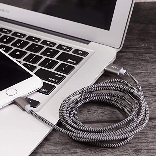 iPhone Charger Cable, iPhone Charging Cable 3 Pack 1.5M Nylon Braided iPhone Lead Long iPhone Cable Compatible with iPhone 11 X/XR/XS/XS Max 8 8plus 7 7plus 6 6s 5 iPad Air/Air 2/Mini/4 & More Grey