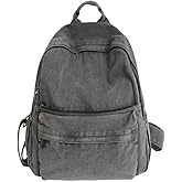 TYHOTULY Lightweight Travel Denim Backpack Vintage Daypack Y2K Backpack Multipurpose Adjustable Shoulder Bags for Women Men (Grey)