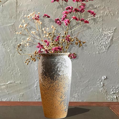 COTYNI RUSTIC CERAMIC FLOOR LARGE VASE FOR FARMHOUSE DECOR, POTTERY CLAY TALL TERRACOTTA VASE FOR FLOWERS, POTTERY VASE FOR LIVING ROOM DECOR, SHELF, MANTEL DECORATION, WEDDING HOUSEWARMING GIFT