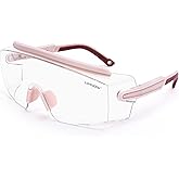 UKNOW Safety Goggles Over Glasses, Anti Fog Safety Glasses with Clear Wraparound Lens, ANSI Z87.1 Protective Eyewear