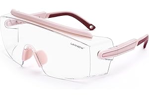 UKNOW Safety Goggles Over Glasses, Anti Fog Safety Glasses with Clear Wraparound Lens, ANSI Z87.1 Protective Eyewear