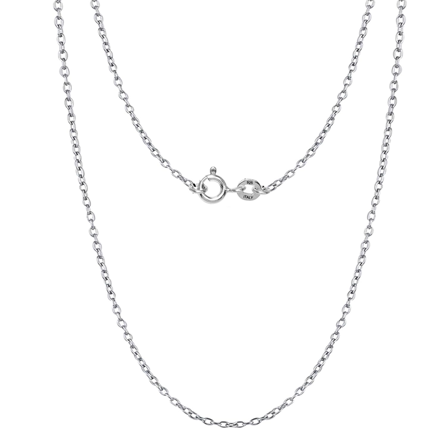 LeCalla 925 Sterling Silver Italian Cable Chain Necklace for Women 18 Inches