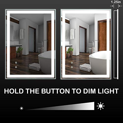 HOMEXXPRESS 36X28 Bathroom Mirror with Lights Vertical Or Horizontal Wall Mounted Makeup Vanity