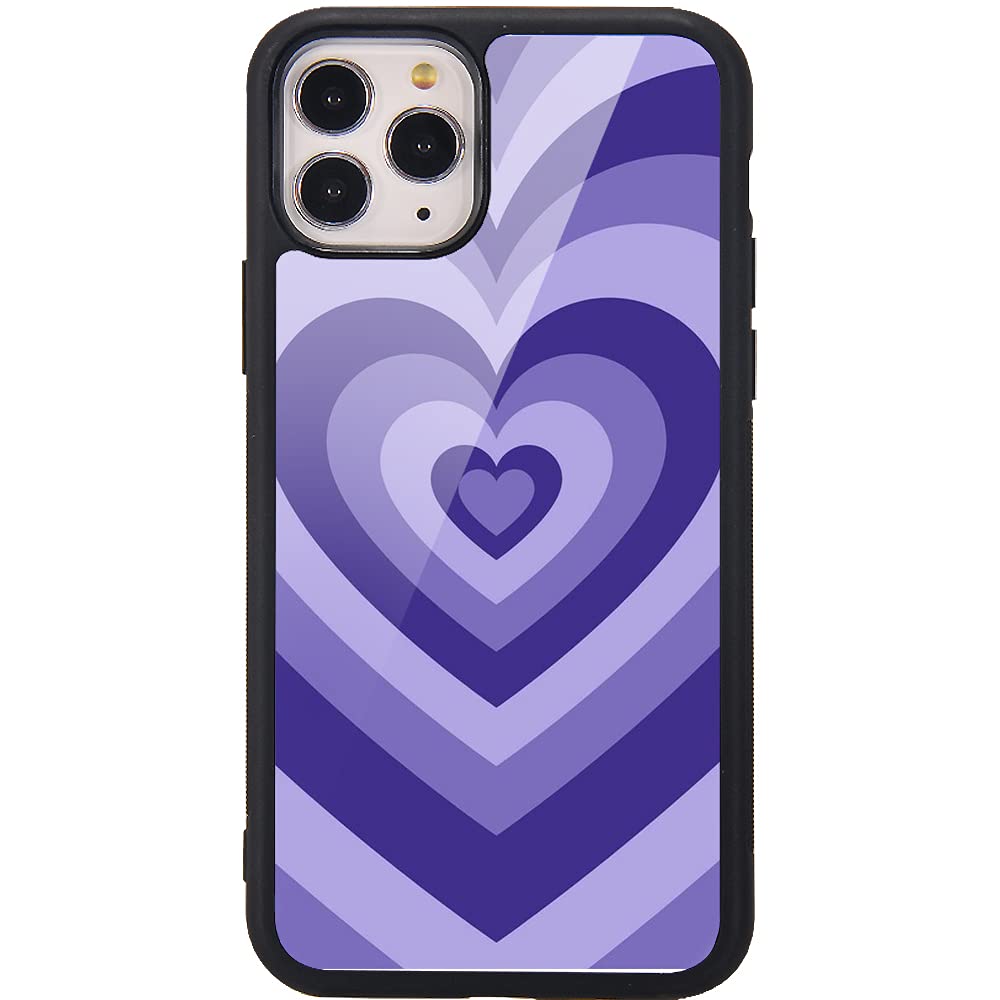 MAYCARI Abstract Purple Love Pattern Case for iPhone 12 mini Soft TPU Bumper + Hard PC + Aluminum Plate Slim Cover Phone Case for Girls Women and Children — image 1