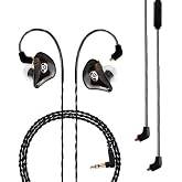 BASN Bsinger Pro in Ear Monitor,Dual Drivers MMCX IEM Earphone(Clear Black) | HiFi Wired IEM Earbud,Portable Case,Ergonomic Fit Headphone,Two 4.9ft Detachable Cables,for Beginner Musician,Singer,Drummer