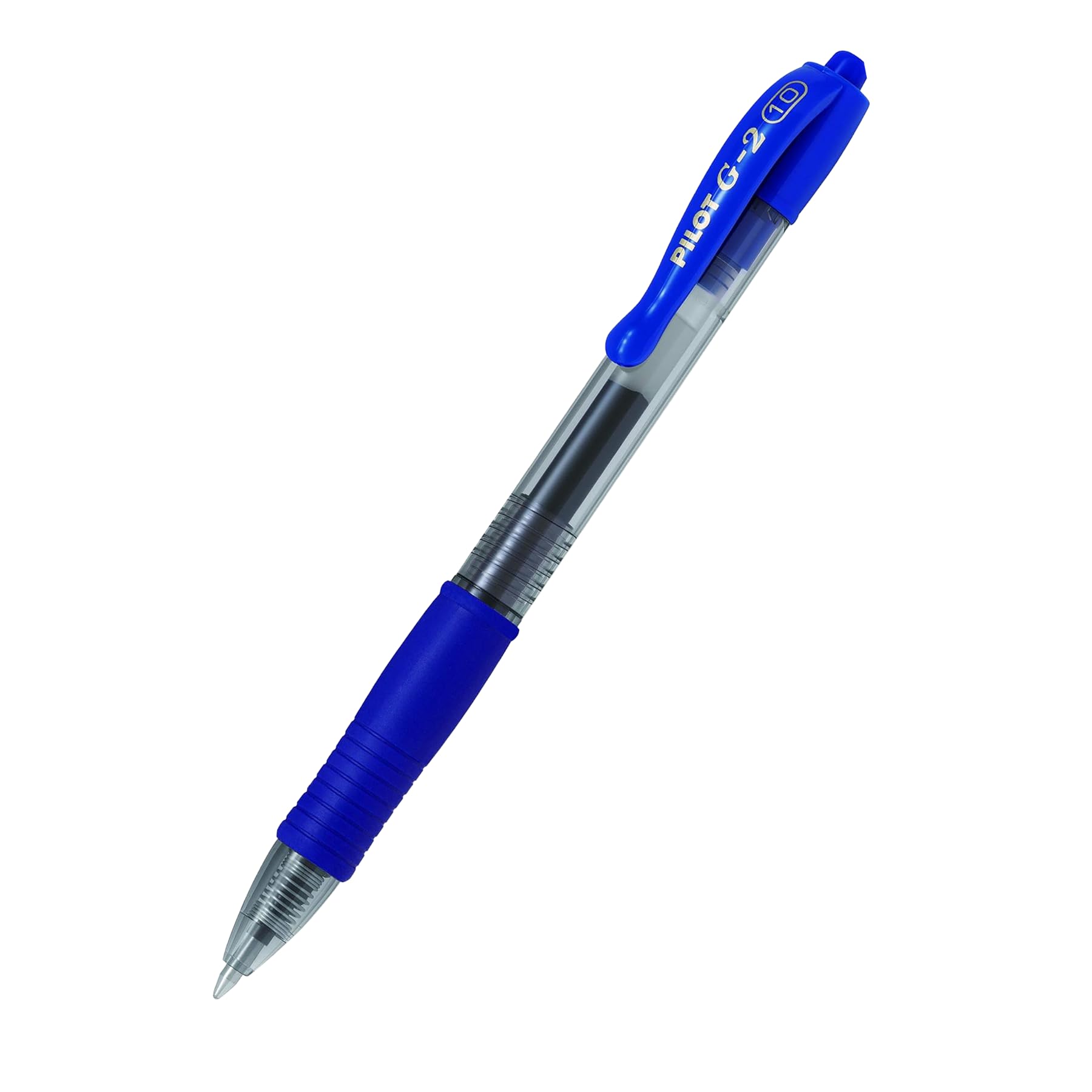Pilot 14699 G2 10 Broad Gel Ink Writing Ballpoint Pen Retractable Refillable 0.6 mm Translucent Barrel Rubber Grip Blue