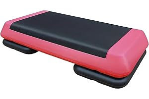 ATHFINER Adjustable Workout Aerobic Exercise Step Platform, Fitness & Exercise Step Platform with 2/4 Stackable Risers for Home Gym Cardio Training(Grey/Red)