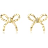 SLUYNZ Solid 925 Sterling Silver Bow Earrings Stud for Women Teens Small Bowknot Post Stud Earrings