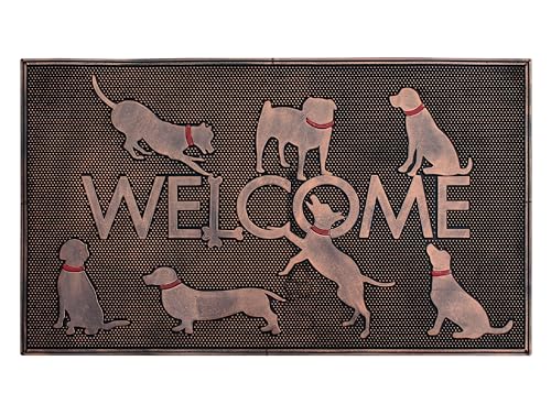 A1HC Rubber Welcome Doormat for Outdoor Indoor Entrance, Non-Slip Backing Front Door Mat for High Traffic Area Use, Fun Designed Entrymat, 18"x30" Dogs Playing at Amazon