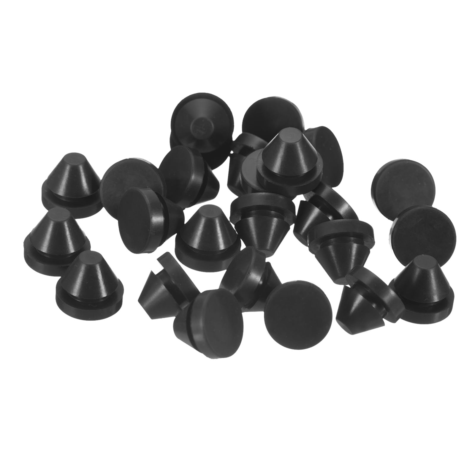 TOP-VIGOR 25Pcs Silicone Snap in Locking Hole Plugs, Rubber Panel Seal Cover Flush Type Panel Round for 9-10mm Hole, Hole Stoppers for Kitchen Rubber Bulkheads Waterproof Sealing Plugs, Black