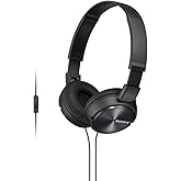 Sony MDR-ZX310AP ZX Series Wired On Ear Headphones with mic, Black
