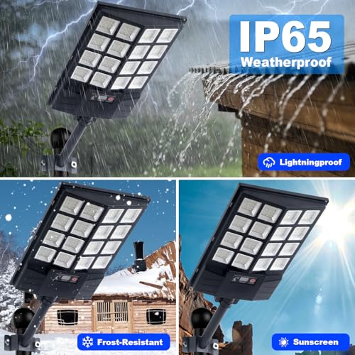 Solar Street Lights Outdoor, 8500K Solar Powered Driveway Light, LED Flood Motion Sensor Dusk Dawn Illumination Waterproof Mount Security Lights for Parking Lot, Backyard, Garage, Path