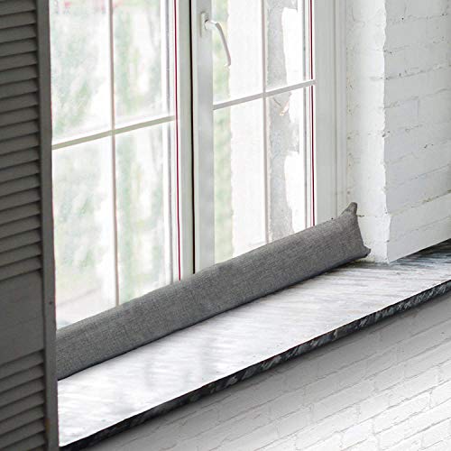 HanYun Door Draft Stopper, (36\'\' x 3\'\', 4.9lb) Heavy Duty Activated Bamboo Charcoal Under Door Draft Blocker Snake Noise Proof Weather Air Blocker Grey