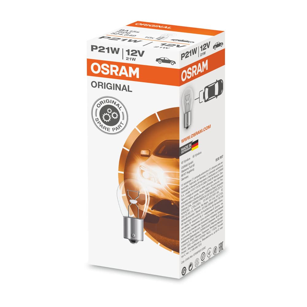 Osram 7506 Original Lamps with Metal Bases, 12 V, 21 W (10 Pack)