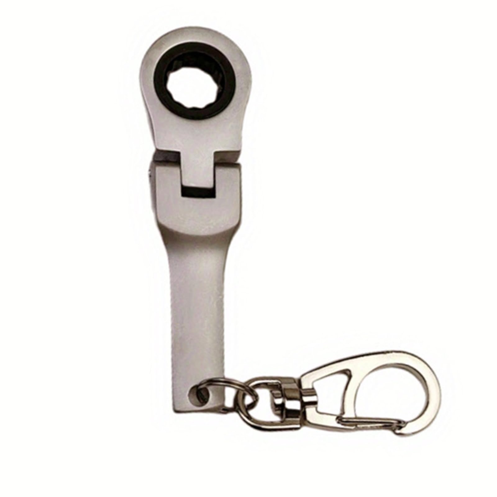 Michear 10mm Ratchet Spanner 180°Flex-Head Keyring Combination 10mm Spanner Portable Ratchet Ring Wrench (Frosted Silver)