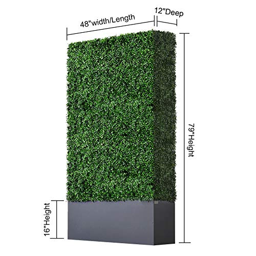 AGPL Upgraded Artificial Boxwood Hedge Wall with Dark Gray Stainless