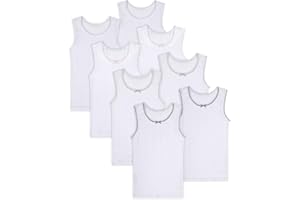 Buyless Fashion Girls Tagless Cami Scoop Neck Undershirts Cotton Tank with Trim and Strap (8 Pack)