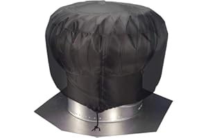 CEMGYIUK Turbine Roof Vent Cover,Vent Cover,Turbine Vent Roof Ventilator Cover,Heavy Duty Water Resistant Oxford Roof Vent Dust Cover with Hem Drawstring (L: 20"x20",Black)
