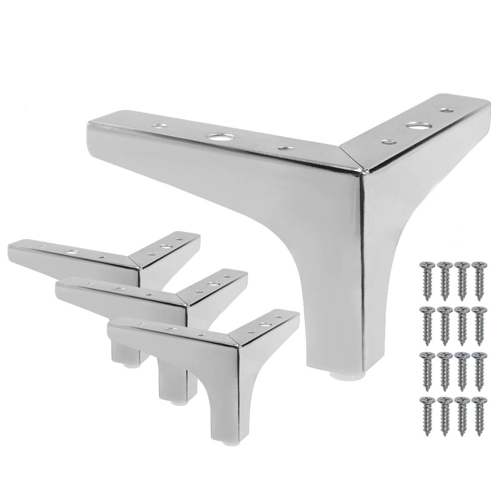 Photo 1 of Seimneire 4pcs 4 Inch Furniture Legs, Modern Style Furniture Sofa Legs Metal Polished Chrome Triangle Feet for Table Cupboard Sofa Couch Chair