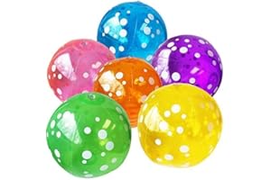 BOTTLES N BAGS Beach Balls Neon Color Polka Dots Beach Balls for Kids & Adults – 6 Beach Balls in 6 Colors – Inflatable Beach Ball 9-inch (6 Pack)