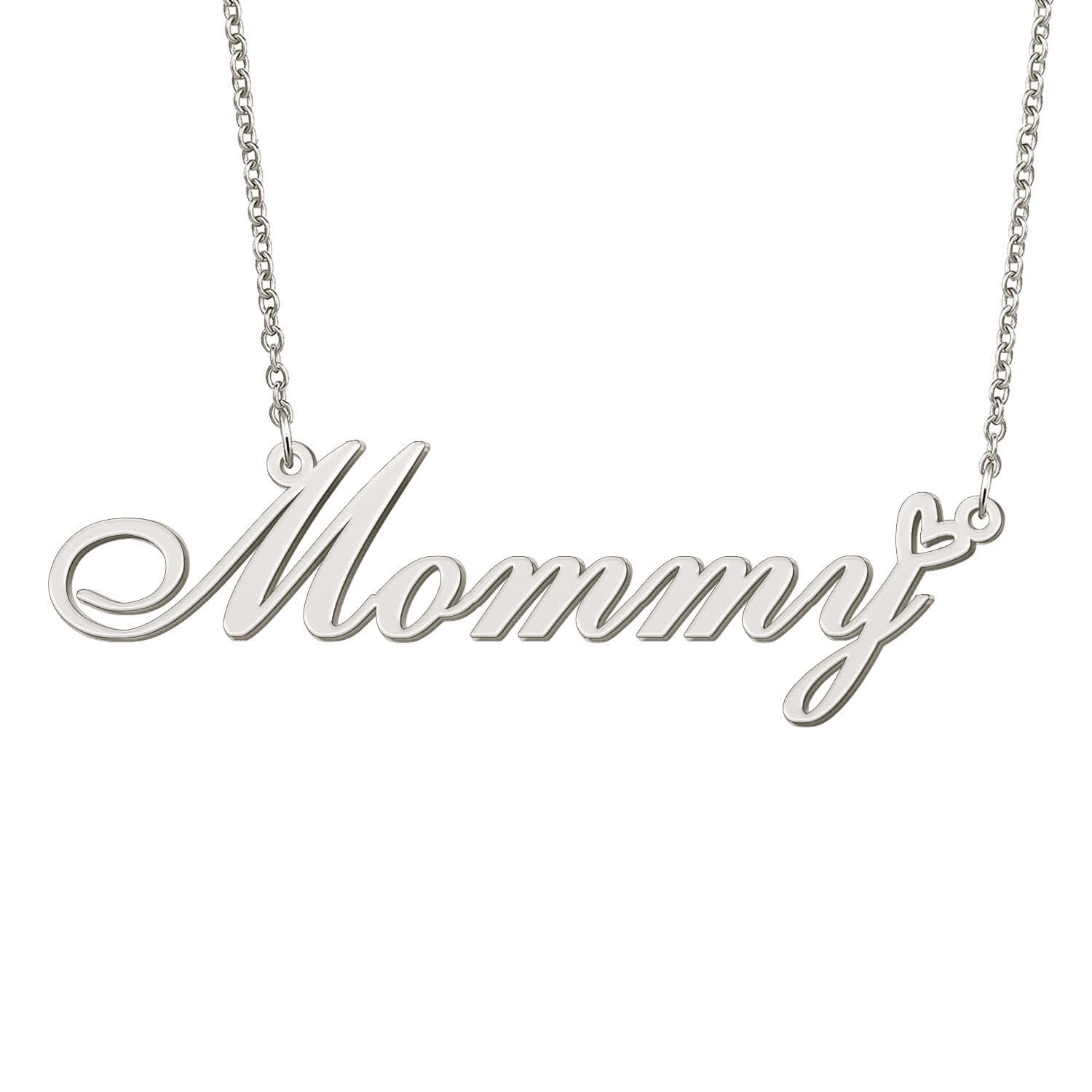 BYBWBL Mommy Name Pendant Necklace Silver Color