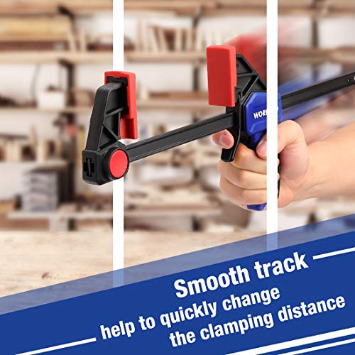 WORKPRO Mini Bar Clamps for Woodworking, 4-Piece One-Handed Clamp/Spreader, 6\