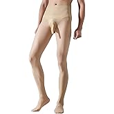 BEFASY Men's Sexy High Waisted Seamless Pantyhose Shiny Glossy Stockings Nylon Sheer Tights with Sheath