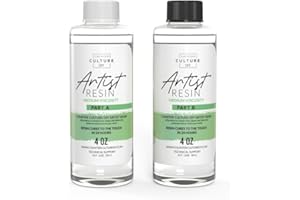 Counter Culture DIY Clear Artist Resin, Medium Viscosity, 8 oz Kit, Art Epoxy Supplies for Metallic Stains Acrylic 100% Solids Easy Coat No VOCs Scratch UV Heat Resistant to 500 Degrees