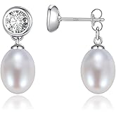 YAMI Pearl Drop & Dangle Earrings, Freshwater/Saltwater Cultured Pearl Baroque, 925 Sterling Silver Earrings with Cubic Zirconia, Hypoallergenic Jewelry Gifts for Women, 2 Ways to Wear