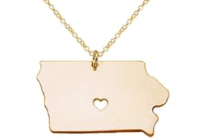 Meiligo 18K Gold Silver Country Map Charm Pendant Iowa state Map Necklace Jewelry