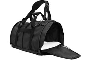 STURDI PRODUCTS SturdiBag XL Pet Travel Carrier: Flexible Height for Cat and Dog Soft Sided with Safety Clips and Seatbelt Straps | Black, 20" x 16" x 12" (PN: SB3-PRO-BL)