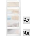 S&Z TOPHAND® 34 in x 80 in Glass MDF BarnDoor, PVC Surface, Simple DIY Assembly, with Senior Door Handle. Only Door, No Sliding Hardware Set.