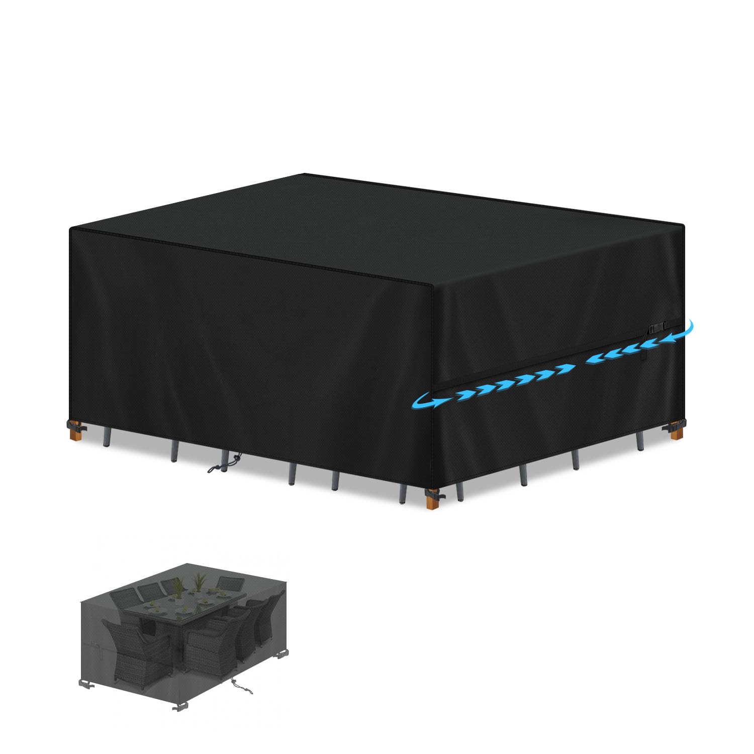 SIMPHAUS Garden Furniture Covers Waterproof 180x120x75cm,Rectangular Outdoor Furniture Covers for Outside Garden Furniture,Outdoor Table Cover with Straps Anti-UV 420D Heavy Duty Oxford Fabric